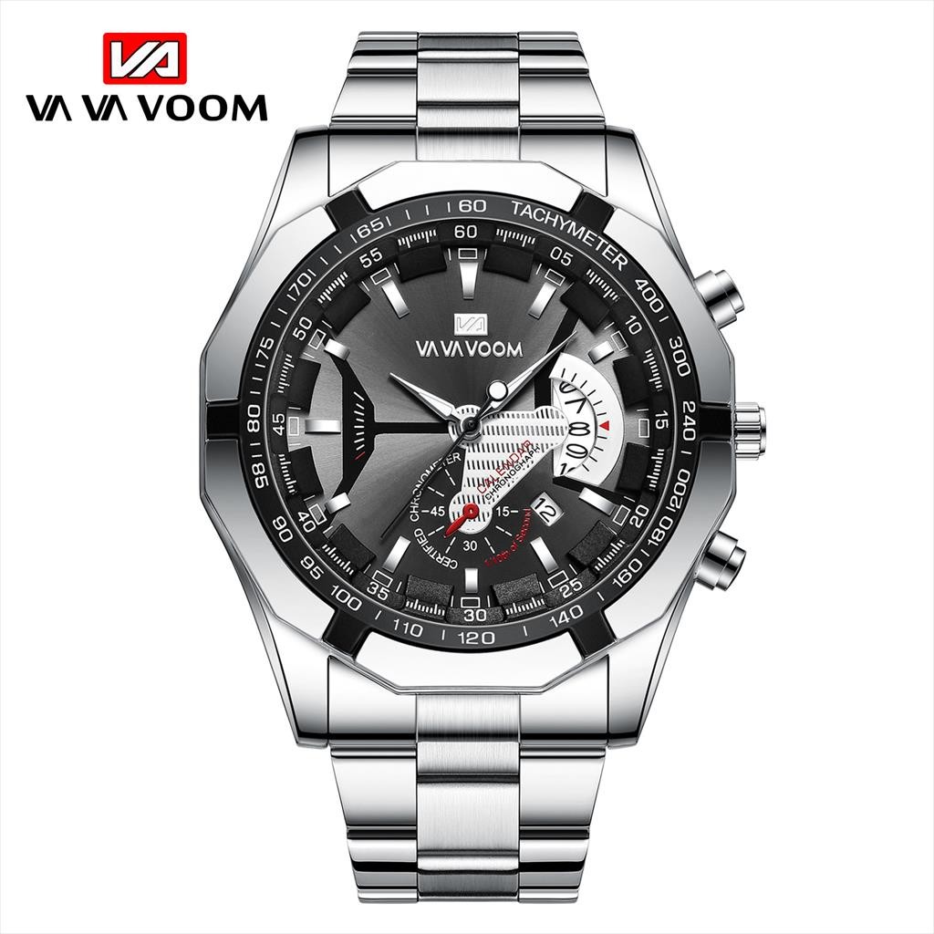VAVA VOOM 238 Jam Tangan Pria Analog Tanggal Tahan Air Kulit Stainless Anti Karat Premium Original +