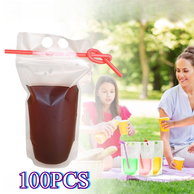 100Pcs 500ML Standing Pouch Untuk Minuman Multifungsi Pouch Standing Minuman Kemasan Minuman