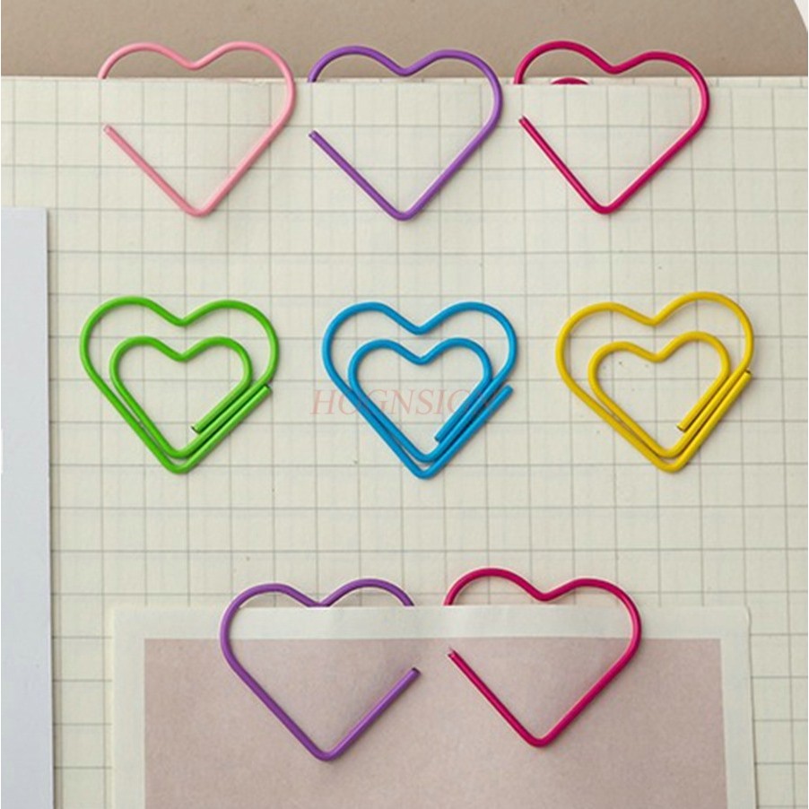 

30pcs Love paper clip, student paper clip, heart-shaped cartoon bookmark, flower message card, decorative clip