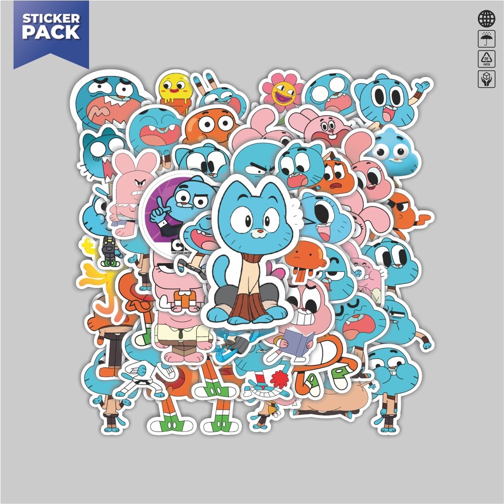 

[100PCS]Stiker Pack Stiker Kartun Series The Amazing World Of Gumbal Aesthetic Vinyl Anti Air Dekorasi Sticker Laptop Buku Journal Koper Helm Casing HP Gitar Helm Skateboard