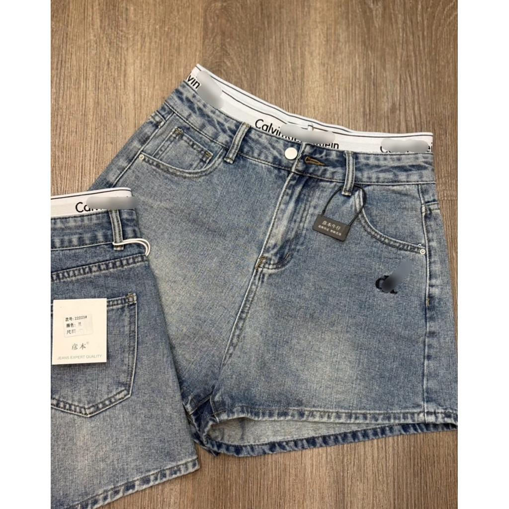 READY STOCK CNN-483 CELANA PENDEK JEANS HIGHWAIST RUBBER C-K BKK