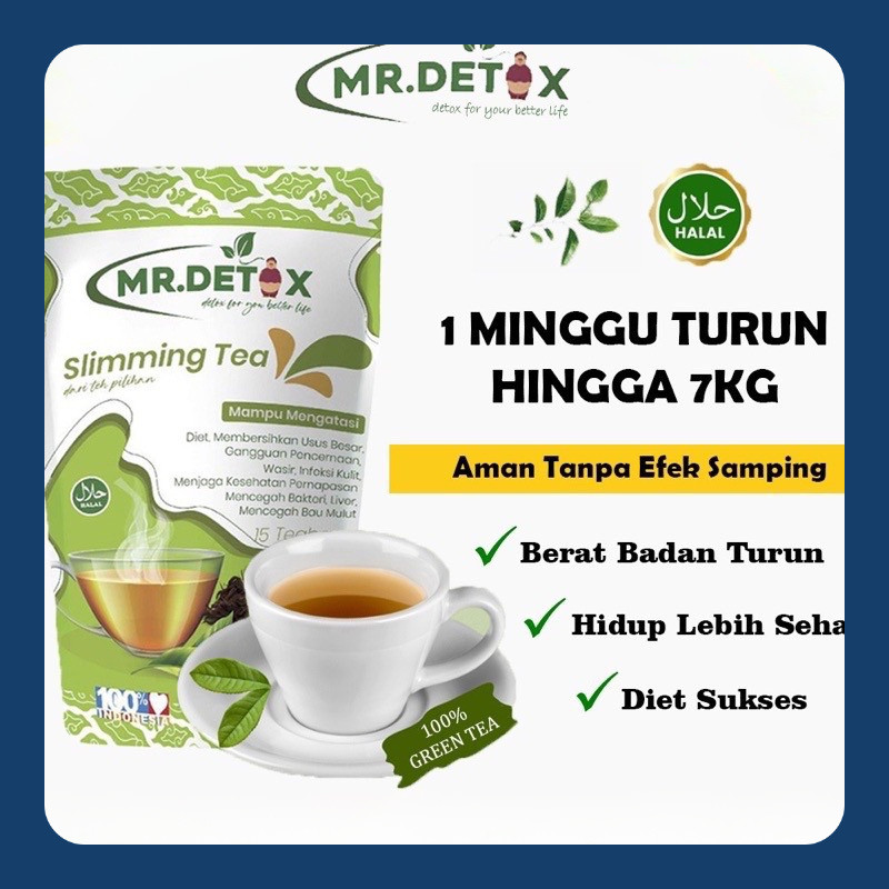 Teh Pelangsing Herbal Alami sudah BPOM Terlaris & Termurah MR DETOX Detoks Teh Diet Slimming Tea Amp