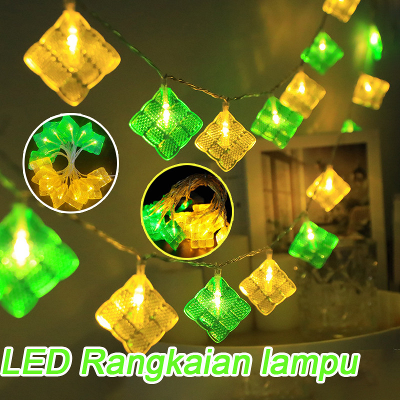 2025 Lampu Hias Ramadan Lampu Zongzi Kuning-Hijau  Dekorasi Ruangan Cantik Baterai USB 2-in-1 Lampu 
