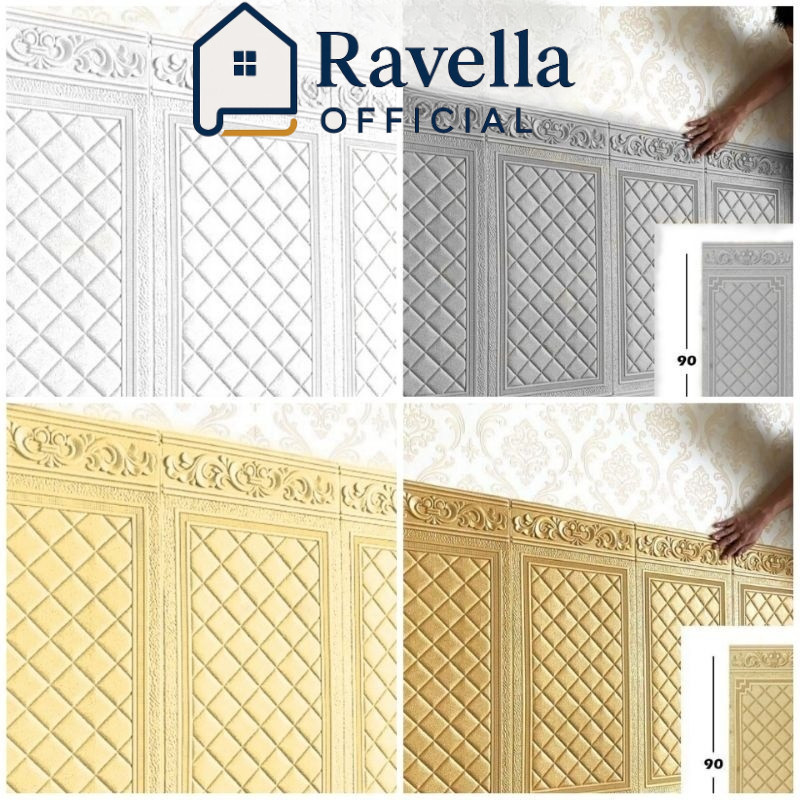 3D Foam Moulding Skirt Lis Wainscoating Pintu Kayu Jati Jendela PE Gabus Anti Air Anti Lembab Sticke