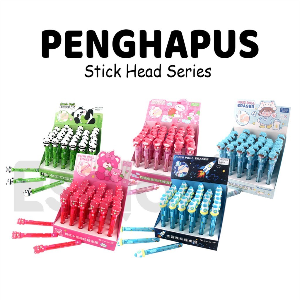 

♚1buah Penghapus Stick Karakter / 1pcs Penghapus Stick Kepala Boneka♚