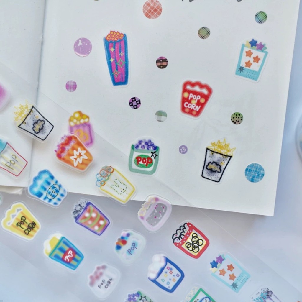 

MuZiShan Studio Vintage Lots Of Popcorn Washi PET Tape DIY Card Making Scrapbooking Plan Decorative Sticker