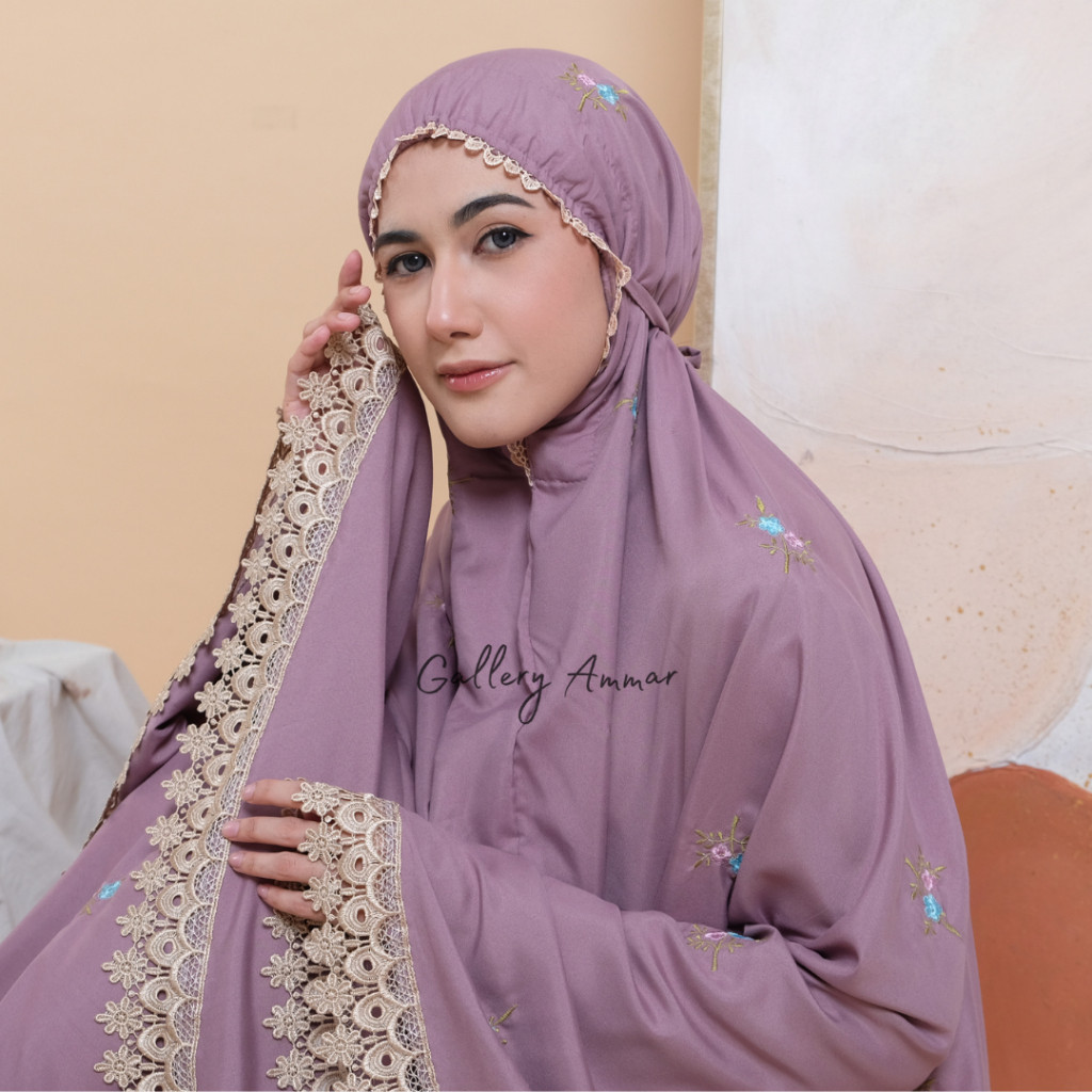 AMMAR - Mukena Dewasa Bordir Katun Premium Safia