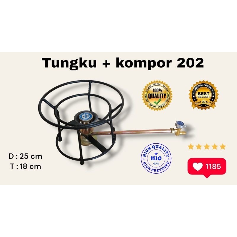 PAKET  dudukan Tungku + Kompor Mawar Mie Ayam Bakso No. 202 ORI 100% PATEN GAS Trade Mark SINAR BINT