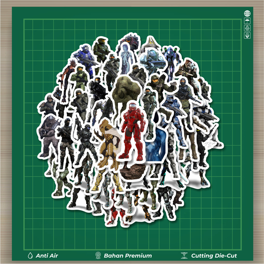 

HOT 50 PCS STIKER Stiker Game Series Halo Karakter Mix 3 Stiker Fashion Cars Decal Dingin Kartu Album Custom Vinyl Anti Air- Sticker Aesthetic Buku Journal Koper Casing HP Tablet Laptop Helm Motor Botol Minum