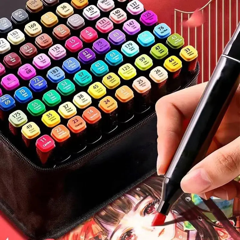 

24/48/100/120 Colores Markers Manga Sketching Markers Brush Pen Alcohol Felt Art School Supplies Drawing Set School Art Supplies