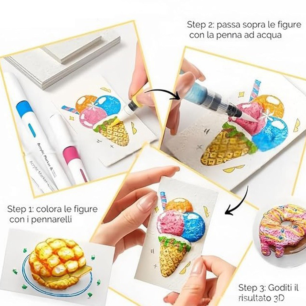 

Magic Canvas Sponge DIY Creative Activity Bubble Popcorn Drawing Pen 12 Colors 3D Art Safe Puffy Pen for Creative Crafting