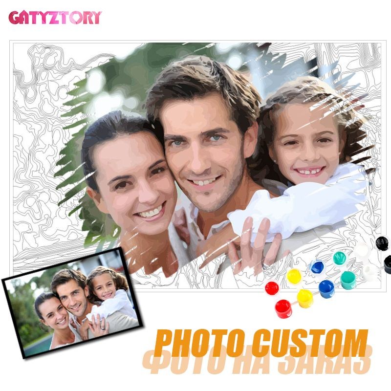 

GATYZTORY Photo Custom Diy Painting By Numbers Personality Picture Customized Paint By Numbers Gift Acrylic Coloring By Numbers