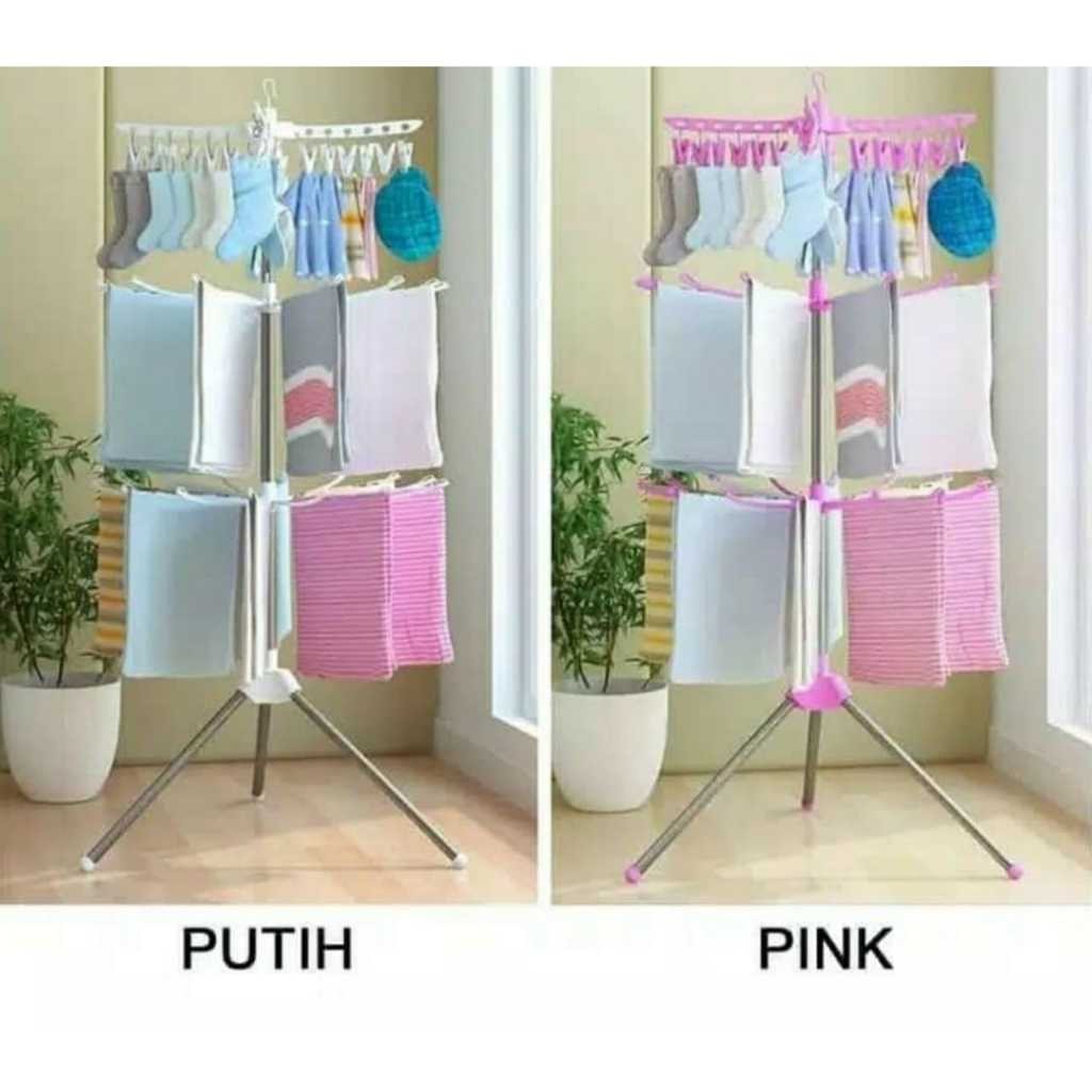 Jemuran Menara Lipat 3 Tingkat Portable / Tiang Jemuran Portable / Tiang Jemuran Praktis 3 Tingkat 1