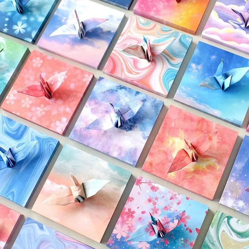 

200-400Sheets Galaxy Outer Space Origami Paper Cranes Paper Decor Folded Origami Paper for Kids DIY Arts Christmas Craft Project