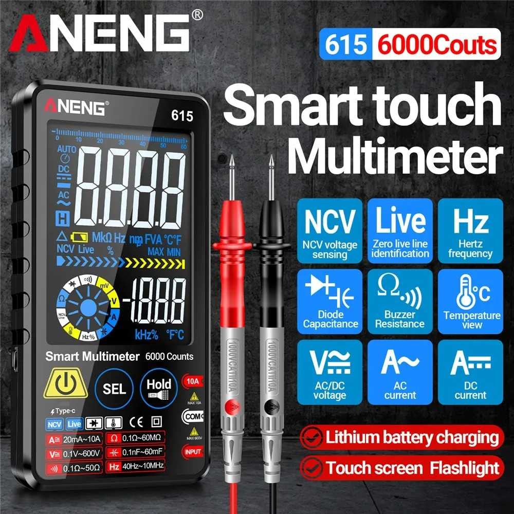 ANENG Digital Multimeter Touchscreen NCV Lighting 6000 Count 700mAh - 615