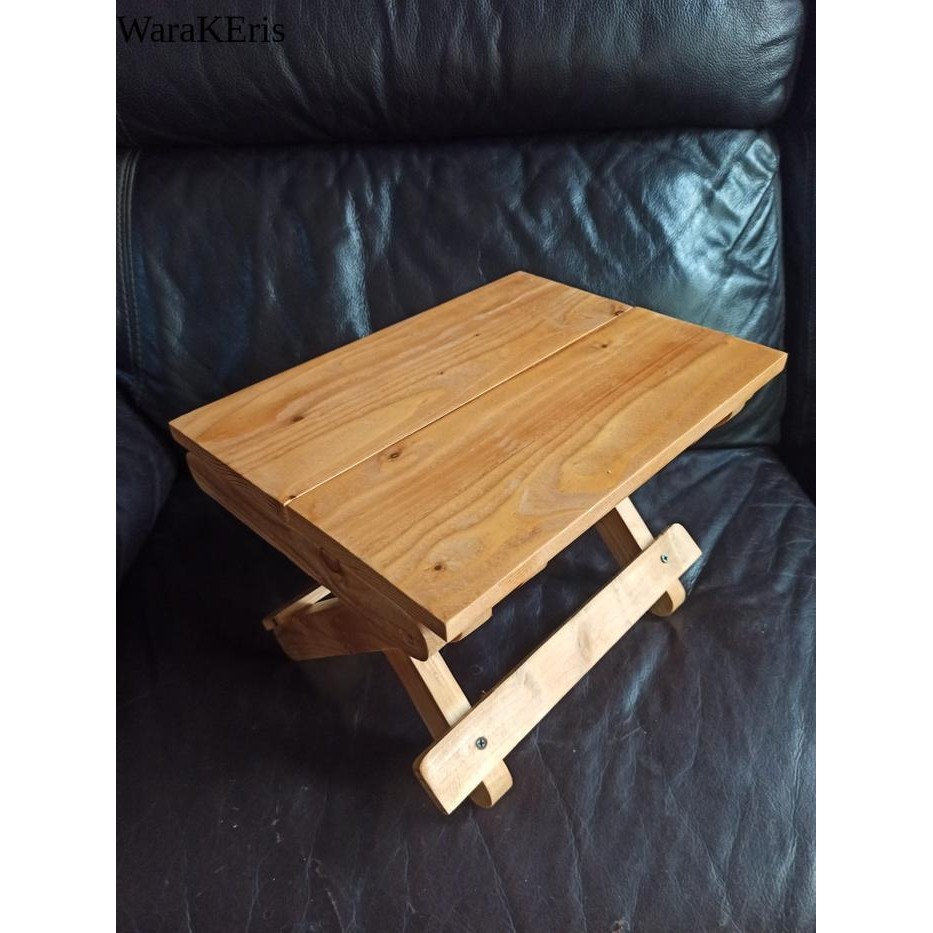 Meja Lipat Ngaji Laptop Belajar Jati Belanda 35x25cm Kayu - POLOS WR6