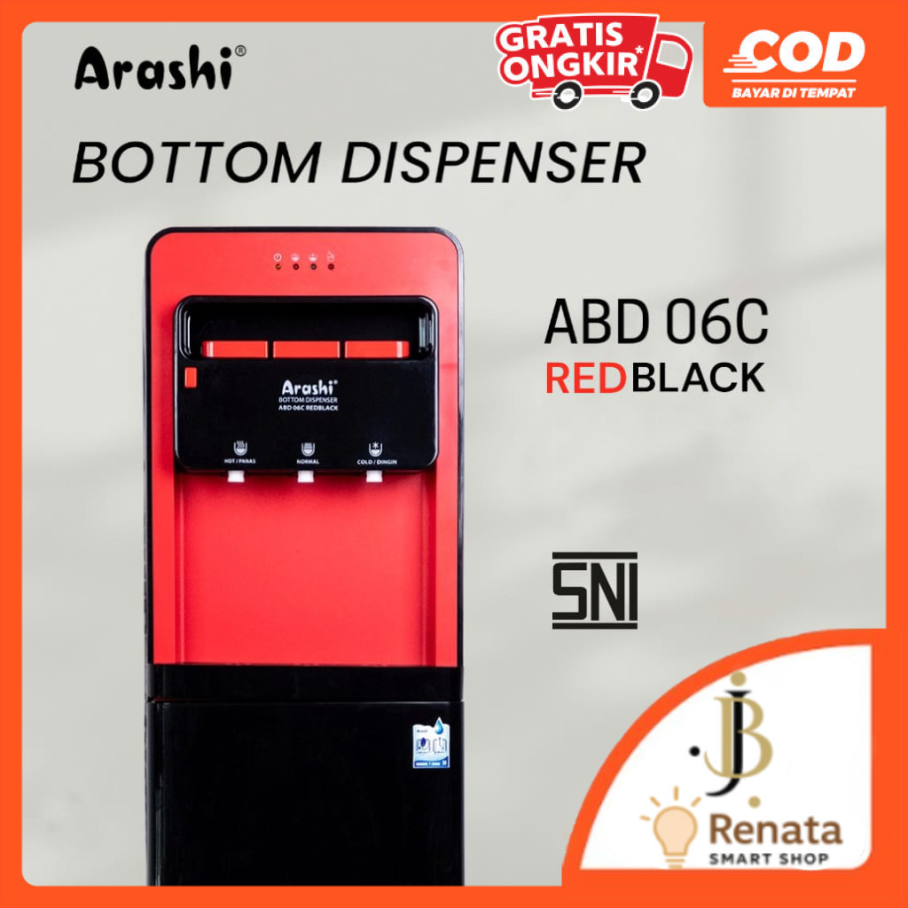 Dispenser Galon Bawah Arashi ABD-06C Hot Normal Dingin Low Watt Bergaransi