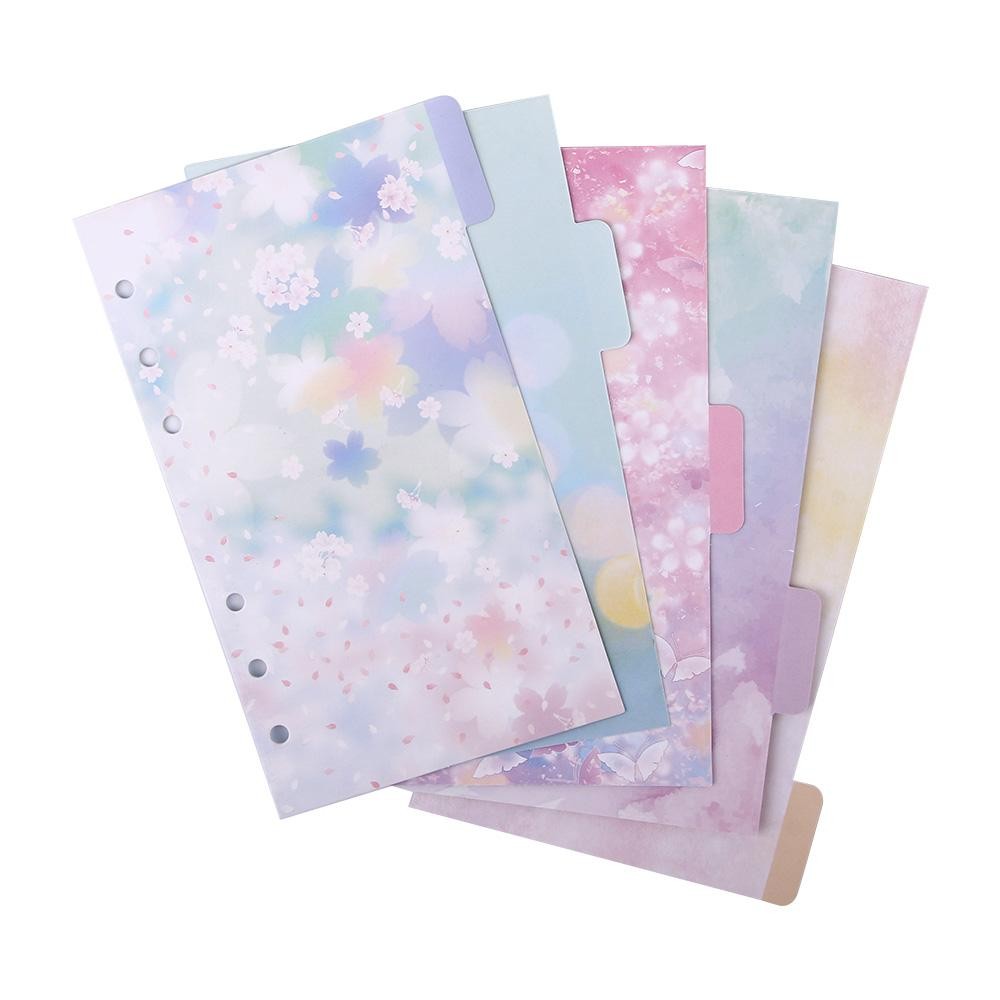 

6-Ring Binder A5 A6 Category Page Tab Notebook Divider Index Binder Index Page Cherry Blossoms Style Loose Leaf Separator Page