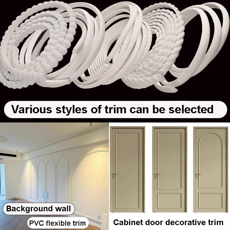 

Paintable Molding Trim|Peel and Stick Self-Adhesive Design|Home Decor on The Cabinet Mirror Frame Wall Edge, DIY Decoration, 1m