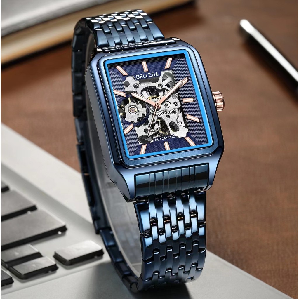 CC WATCH BELLEDA 9469 RANTAI Jam Tangan Pria Otomatis Model Segi Anti Air