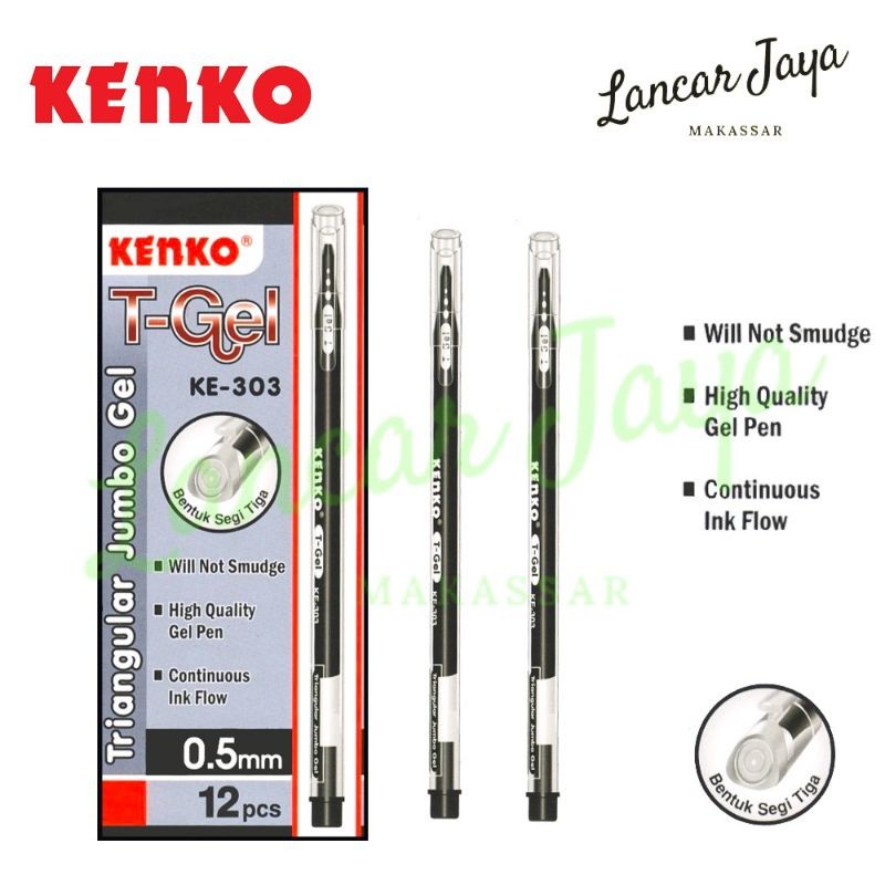 

Pulpen gel kenko KE-303 T-gel 0.5mm ( 1pak/12pcs )