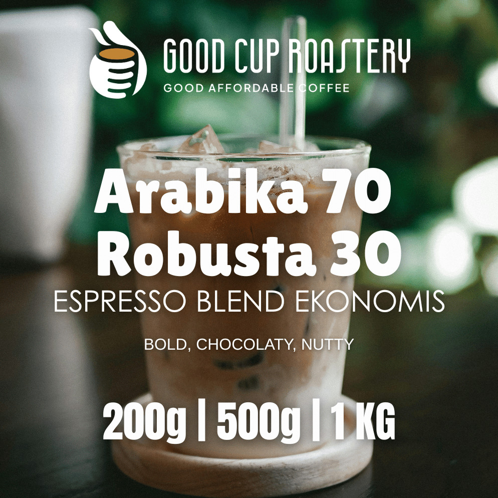 

Biji Kopi Blend 70/30 Arabika Robusta Ekonomis Espresso Kopi Susu by Good Cup Roastery
