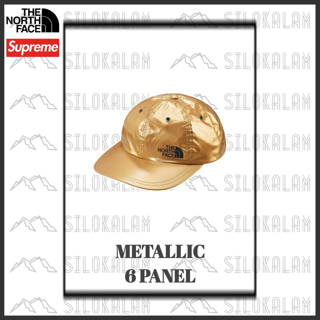 TOPI SUPREME X THE NORTH FACE METALLIC 6 PANEL HAT ORIGINAL