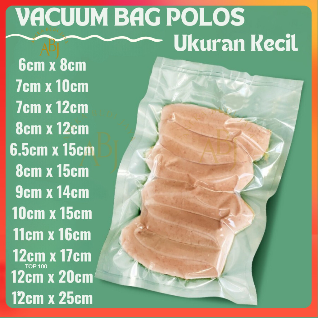 Plastik Vacuum Makanan Polos Vakum Bag Ukuran Kecil Kemasan Frozen Food Vakum Seal Polos Delkochoice