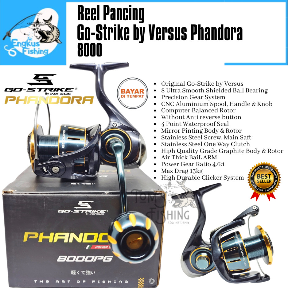 Reel Pancing GoStrike Versus PHANDORA 8000PG (8 Seal Bearing) Power Handle - Engkus Fishing