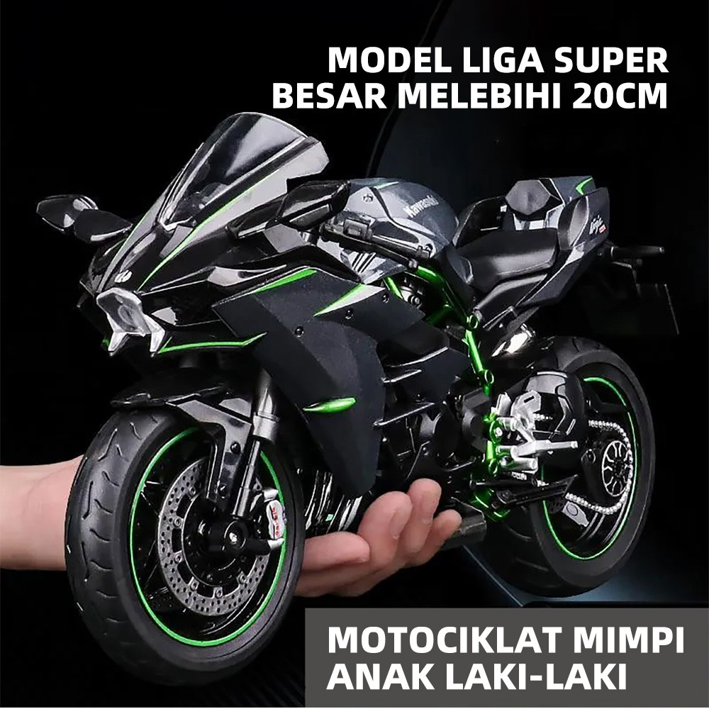 Miniatur Motor Kawasaki H2R Mainan Anak Ninja Motor Miniatur Mini Motor Diecast 1:18