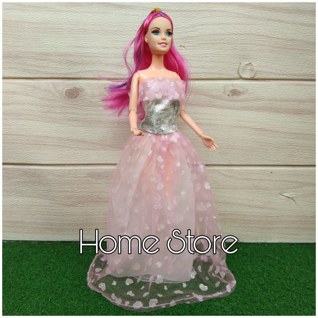 Boneka Tekuk Gaun Pink Tekuk Gaun Pesta Mainan Koleksi Boneka Tekuk