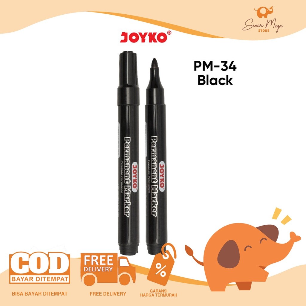 

Joyko Permanent Marker Black PM-34 / Spidol Permanen Murah Berkualitas