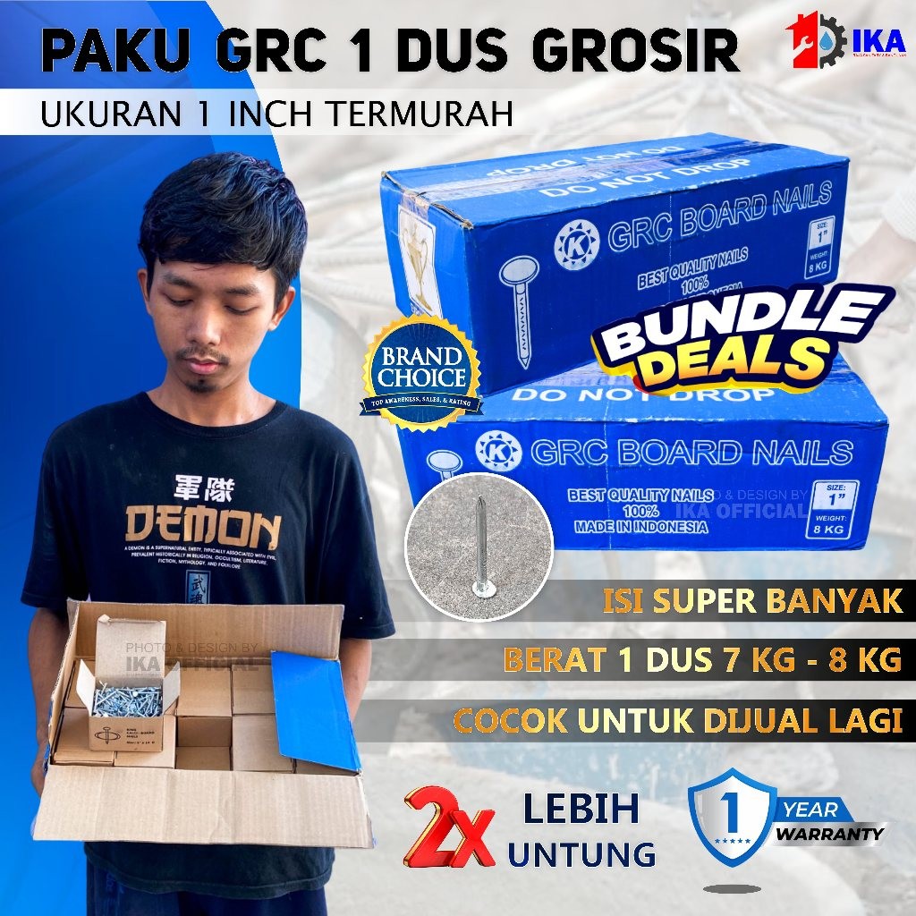 Paku GRC Dusan / Paku Karpet / Paku Board GRC 1inch Dus Besar / PAKU GRC 8 KG / Paku GRC 1 inch / Pa