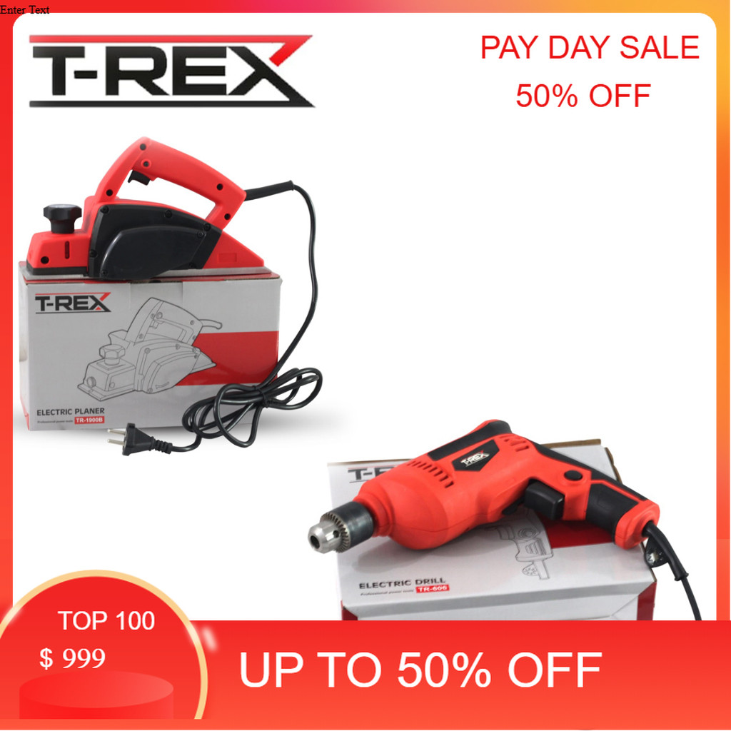 PROMO PAKET MURAHH paket 2 item planner mesin ketam listrik T-REX  Bor 10mm T-REX bor bolak balik