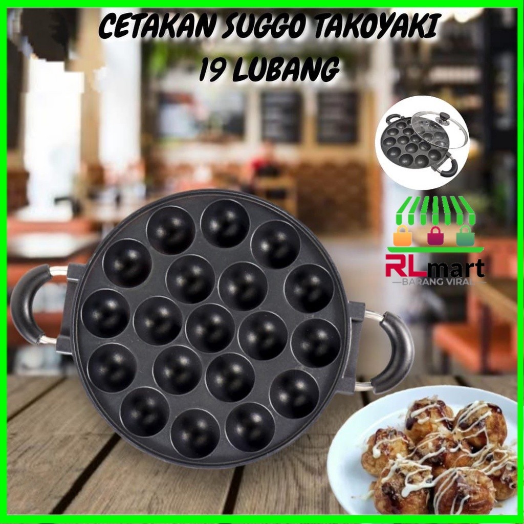 TERLARISCetakan Takoyaki / Cetakan Suggo / Cetakan Kue 19 Lubang Cetakan Kue Takoyaki Suggo