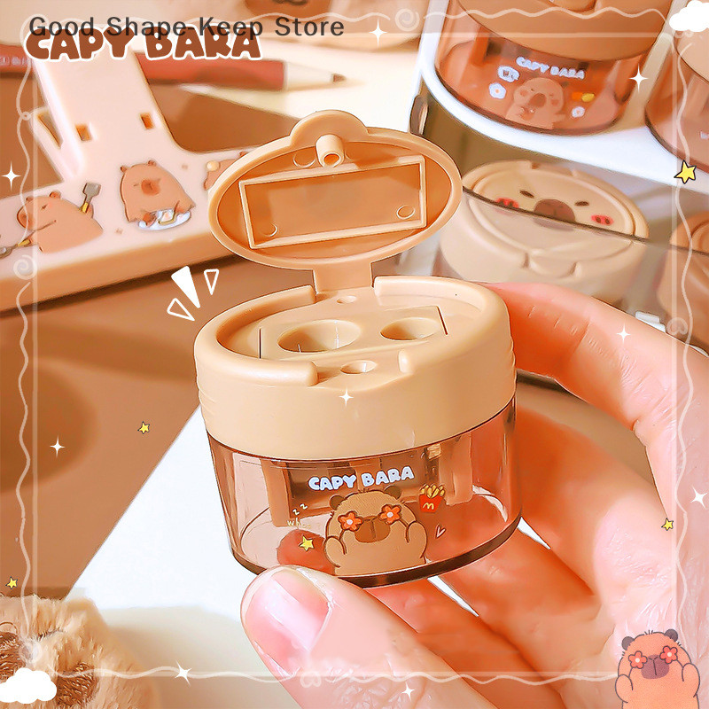 

2Pcs Cute Cartoon Capybara Double-Hole Pencil Sharpener Kawaii Mini Pencil Sharpener Students Prizes Student Stationery Gifts