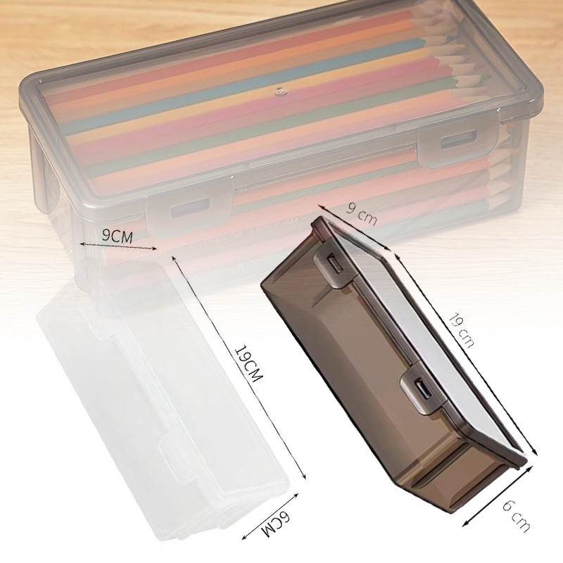 

Plastic Black Transparent Pencil Case Large Capacity Pencil Boxes Portable Storage Organizer Box Student Office Supplies