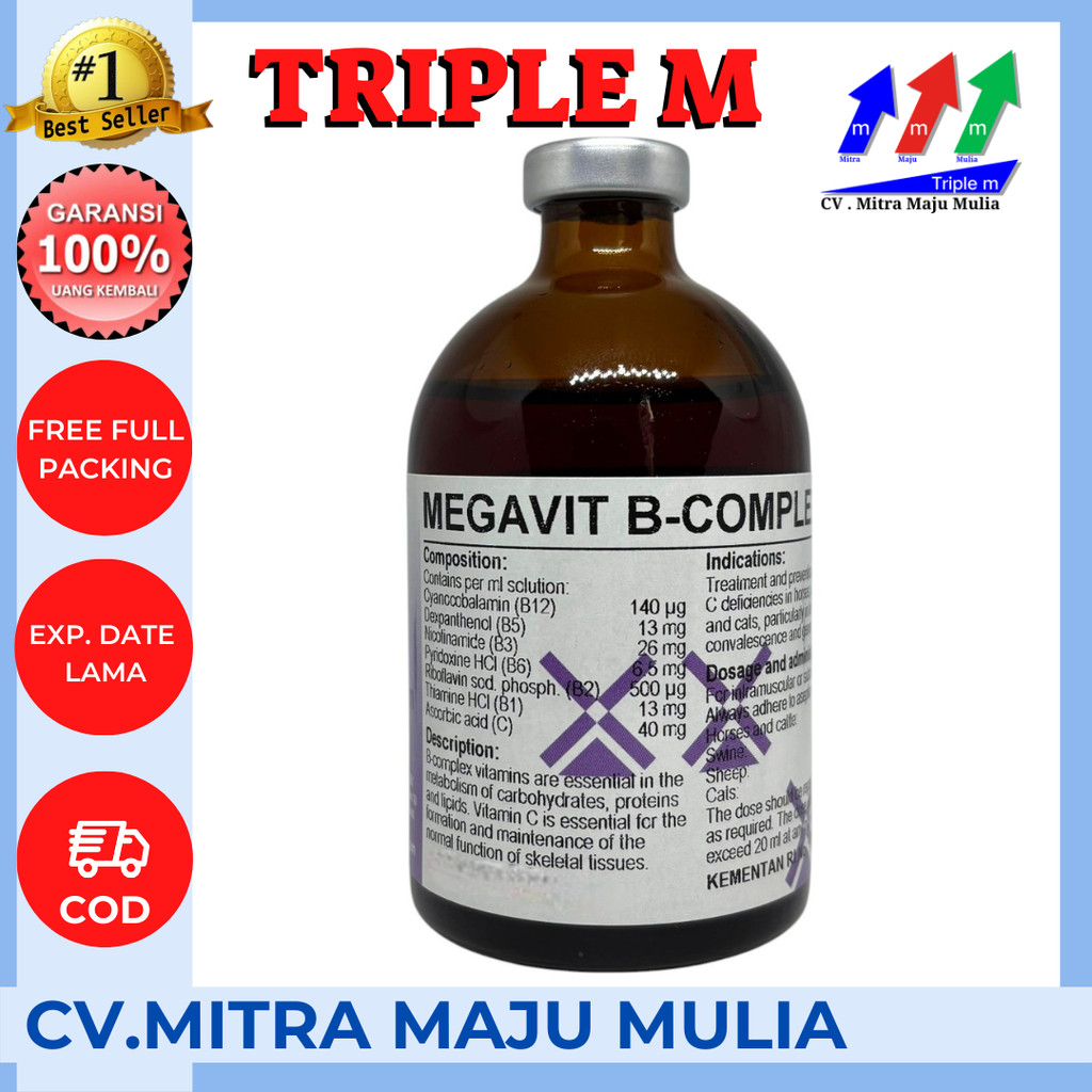 NEW MEGAVIT B COMPLEX 100 ML DUTCHFARM - Vitamin B Complex & Vitamin C Hewan Sapi Kambing Domba