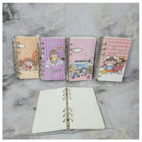 TSB Buku Binder A6 Isi Kertas 100 Lembar Binder A6 6 Ring Diary Book Journal buku Tulis Harian