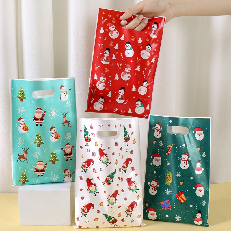 

10/20/50pcs Gift Bags 4 Color Design Snowman Candy Party Favors for Kids Happy New Year 2026 Candy Snack Packaging Bag