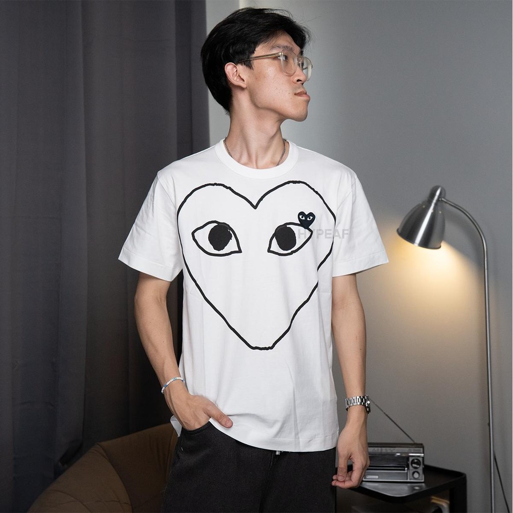 CDG Comme des Garcons PLAY Play Black Emblem Outline Tshirt Tee Authentic / Baju Kaos CDG Original