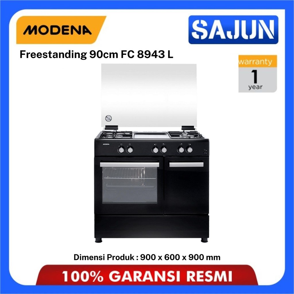 Modena Kompor Gas Freestanding 4 Tungku FC 8943 L / FC8943L - 90 cm Stainless Steel Italian Burner