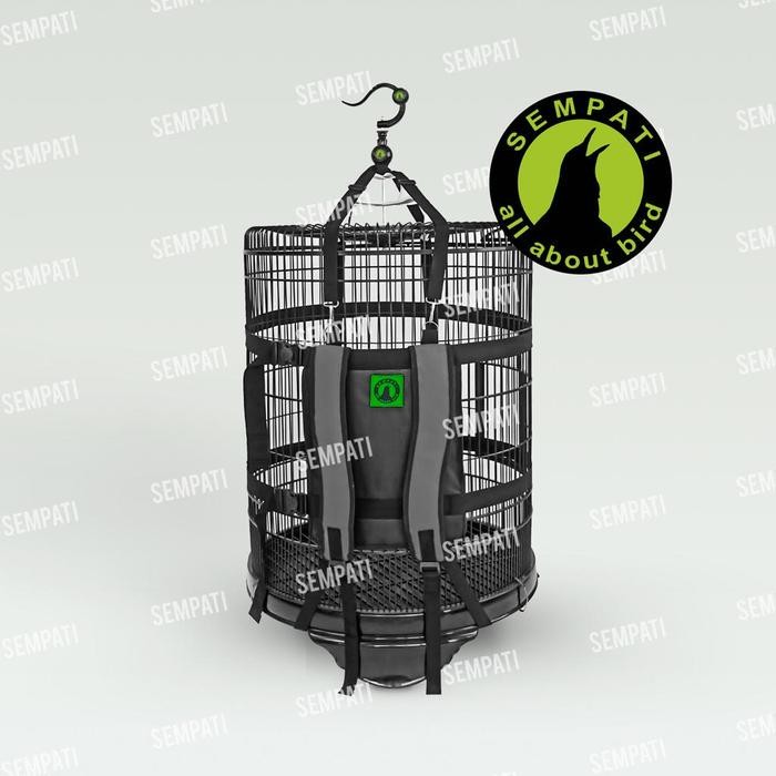 TAS RANSEL SANGKAR BURUNG 4 TALI GENDONG KANDANG MURAI KOTAK LOVEBIRD - Abu-abu