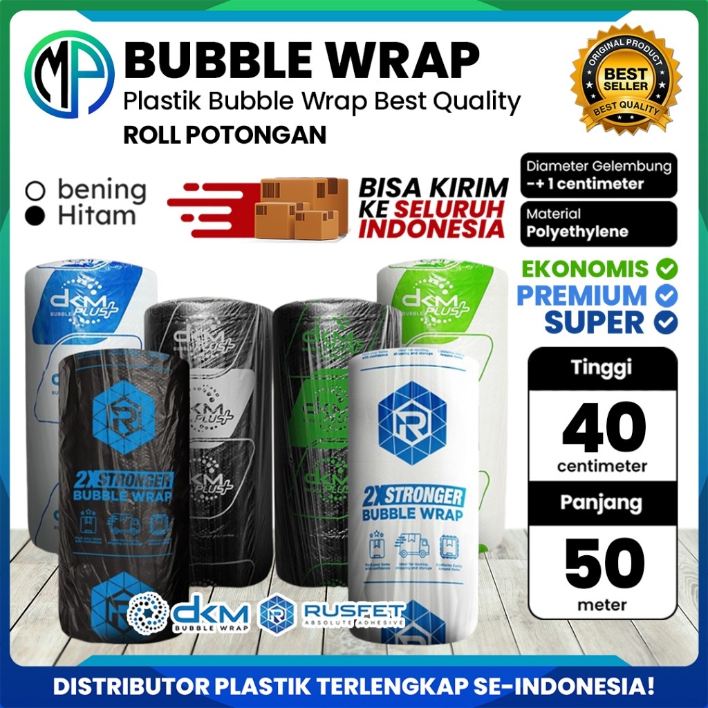 

Plastik Packing Bubble Buble Wrap Roll 40cm x 50meter Putih Bening Transparan / Hitam Murah Ekonomis