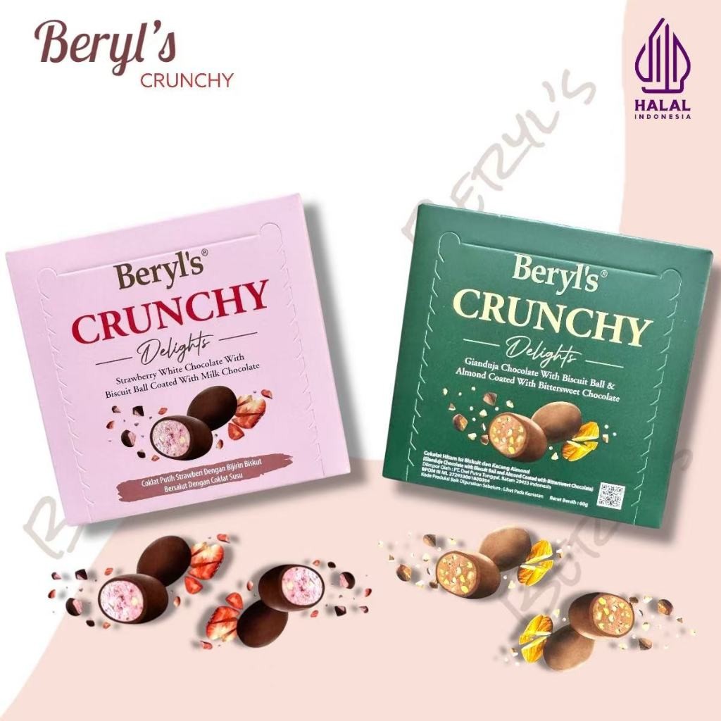 

Coklat Beryl's Crunchy Delights 60gram Strawberry White Coklat Hitam EXP 2026