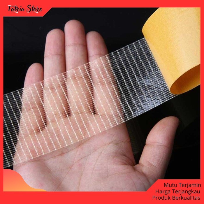 

Lakban Fiber Super Strong Grid Tape Panjang 20 Meter - Transparan, 10 mm - Fatria Store