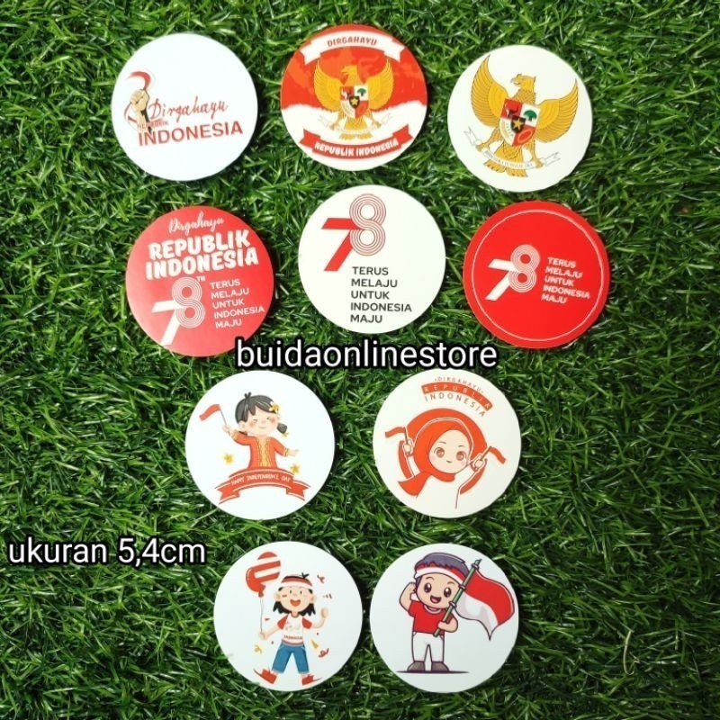 

Stiker Bulat Dirgahayu Republik Indonesia NKRI merah putih HUT RI 78 garuda pancasila label sticker kemasan dekorasi hiasan 17 agustus terus melaju untuk indonesia tetap maju