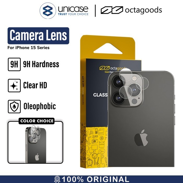 BERKUALITAS Camera Lens Octagoods Glass Protector iPhone 15 Pro Max Plus Cover - Clear, 15Pro/Pro Ma