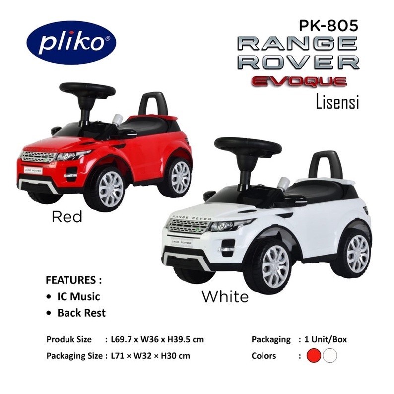 MOBIL RIDE ON TOYS RANGE ROVER EVOQUE LISENSI PLIKO PK-805 / PK805