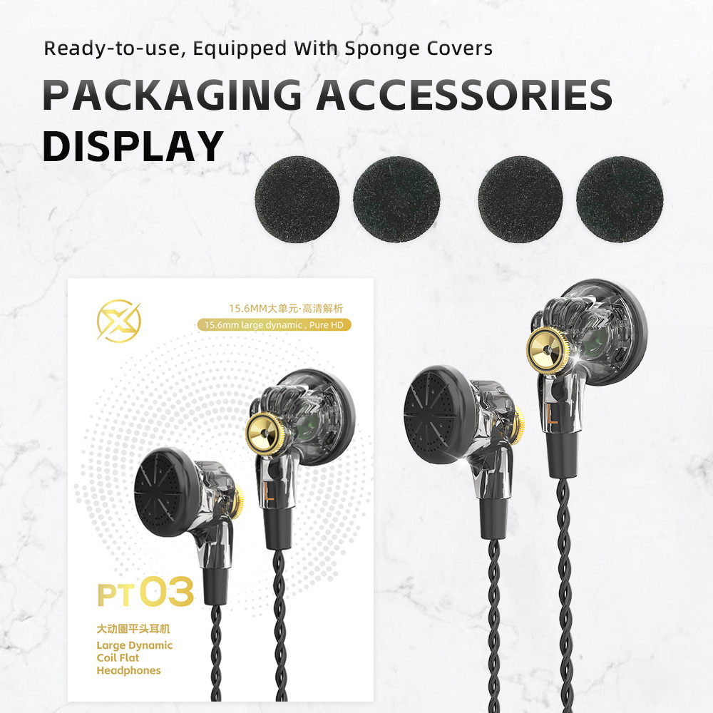 

PT03 Type-C 3.5mm Wired Earphones HD Call Flat Headphones Sports Music Earbuds for Phone Tablet Laptop with Mic